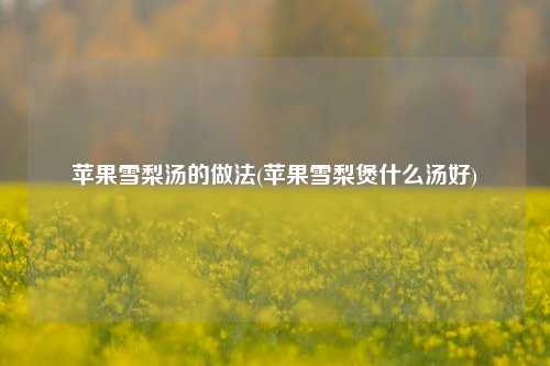 苹果雪梨汤的做法(苹果雪梨煲什么汤好)