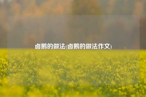 卤鹅的做法(卤鹅的做法作文)